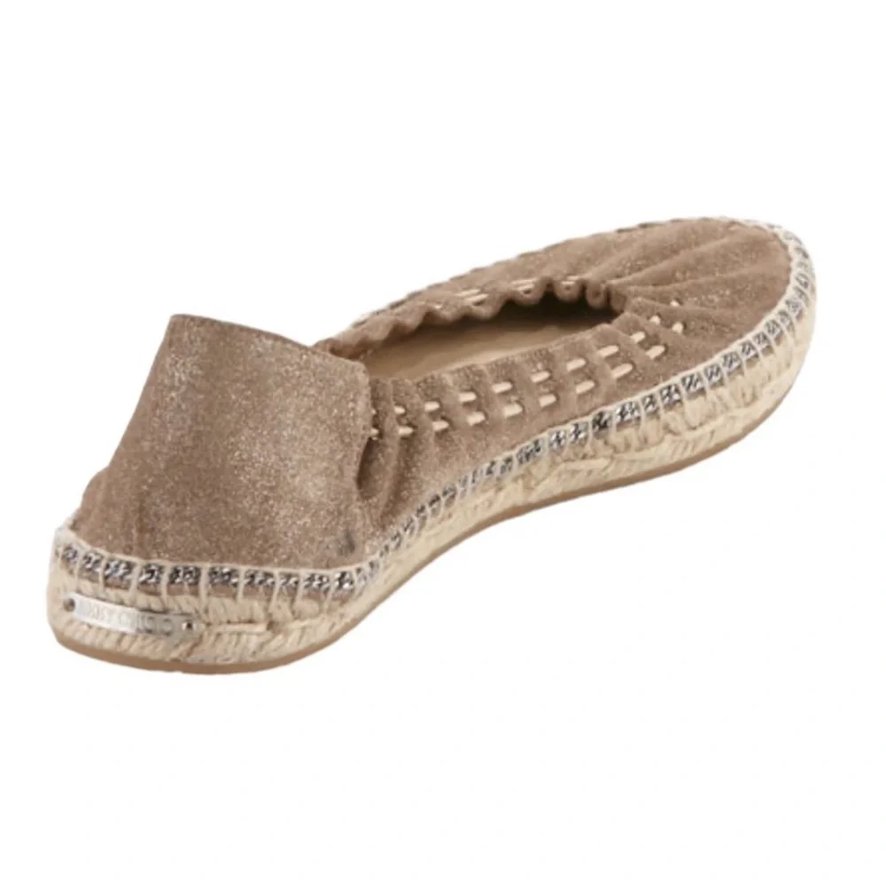 JIMMY CHOO DEENA OLD MONEY METALLIC MERMAID SHIMMER ESPADRILLE FLATS SHOES 38